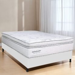 Colchão Casal New Freedom + Base Box Simples Corino Branco – ORTOBOM + BIOSTAR