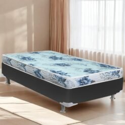 Colchão Solteiro Dream Soft + Base Box Simples Corino Preto – ORTOBOM + BIOSTAR