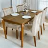 Mesa Alegra 120 Cinamomo com 4 Cadeiras Yasmim Veludo Bege – JCM MOVELARIA + KM DECOR