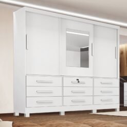 Guarda-Roupa 3 Portas(Com Pés)Athenas 1,80 m Branco – BIANCHI