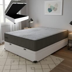 Colchão Casal Exclusive Foam HR33 + Base Box Baú Corino Branco – ORTOBOM + BIOSTAR