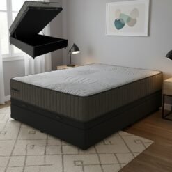 Colchão Casal Exclusive Foam HR33 + Base Box Baú Corino Preto – ORTOBOM + BIOSTAR