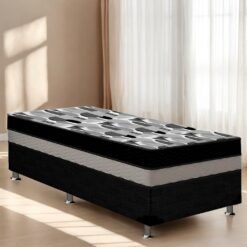 Colchão Solteiro ISO Dupla Face + Base Box Simples Corino Preto – ORTOBOM + BIOSTAR