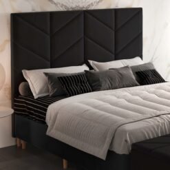 Cabeceira Queen Berlim Veludo Preto B013 - LARMÓVEIS/TREVO ESTOFADOS