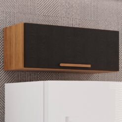 Armário Aéreo Geladeira New Valência Cinamomo/Preto - SALLÊTO