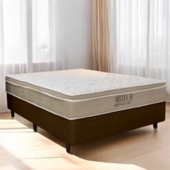 Colchão Casal Airtech Springpocket + Base Box Simples Corino Marrom – ORTOBOM + ALTO NÍVEL CAMAS E COLCHÕES
