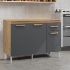 Balcão 3P1G Vitória/Naiomi Atacama/Grafite - ARAMÓVEIS