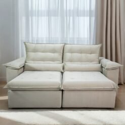 Sofá Retrátil e Reclinável Emanuelly 230 Bege – IMPÉRIO ESTOFADOS