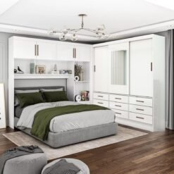 Modulado 4 Portas + Guarda-Roupa 3 Portas Sevilha (Com espelho) Branco - CARIOCA MÓVEIS