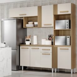Cozinha Completa Vitória (Tampo Comum) Atacama/Off White - ARAMÓVEIS