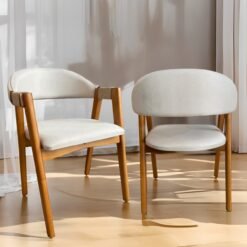 Kit 2 Cadeiras Ravenna Castanho/Linho Bege - GARDIM MÓVEIS