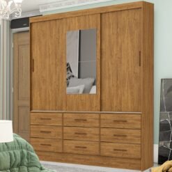 Guarda-Roupa 3 Portas Sevilha (Com espelho)  1,62 m Cinamono - CARIOCA MÓVEIS