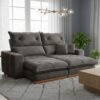 Sofá Retrátil e Reclinável Gran Bello Light 2,50 m Veludo Cinza - QUINE ESTOFADOS