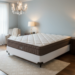 Colchão Casal Star One D28/AG D70 + Base Box Simples Corino Branco – ANJOS COLCHÕES + BIOSTAR