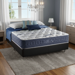 Colchão Casal Blue Sea D28 + Base Box Simples Corino Preto – ANJOS COLCHÕES + BIOSTAR