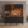 Kit Cozinha New Topázio 1,65 m Cinamomo/Preto - SALLÊTO