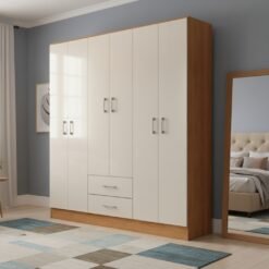 Guarda-Roupa 6 Portas Jamaica 6002 1,34 m Cinamomo/Off White – FELLICCI