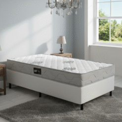 Colchão Solteiro Confort Premium D28 + Base Box Simples Corino Branco – INOVAFLEX + BIOSTAR