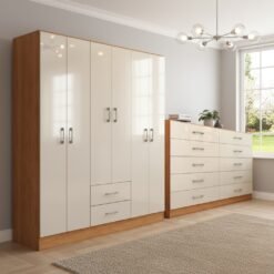 Guarda-Roupa 6 Portas Jamaica 6002 + Cômoda 10 Gavetas Caribe Cinamomo/Off White – FELLICCI