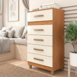 Cômoda 5 Gavetas Malta CO250 Cinamomo/Off White - FELLICCI