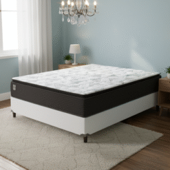 Colchão Casal Ravena D26 + Base Box Casal Simples Corino Branco – UMAFLEX + ALTO NÍVEL CAMAS E COLCHÕES