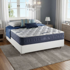 Colchão Casal Blue Sea D28 + Base Box Simples Corino Branco – ANJOS COLCHÕES + ALTO NÍVEL CAMAS E COLCHÕES