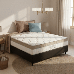 Colchão Casal King Best D28 + Base Box Simples Corino Preto – ANJOS COLCHÕES + BIOSTAR