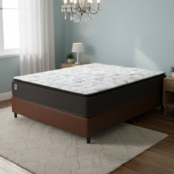 Colchão Casal Ravena D26 + Base Box Simples Corino Marrom - UMAFLEX + BIOSTAR