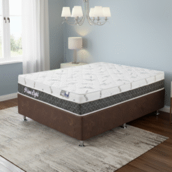 Colchão Casal Prime Light 26 cm D28 + Base Box Simples Corino Marrom – ORTHOPRIME + ALTO NÍVEL CAMAS E COLCHÕES