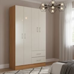 Guarda-Roupa 4 Portas Panamá 4002 0,90 m Cinamomo/Off White – FELLICCI