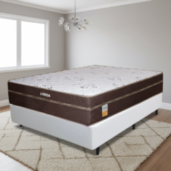 Colchão Casal Lisboa 24 cm D28 + Base Box Simples Corino Branco - ECOTEC + BIOSTAR