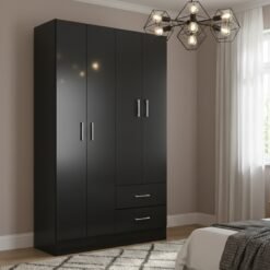 Guarda-Roupa 4 Portas Panamá 4002 0,90 m Preto - FELLICCI