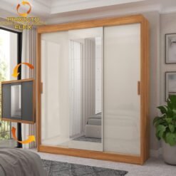 Guarda-roupa 3 Portas (com Espelho) Capri 1,70 M Cinamomo/grafite/off White - Fellicci