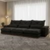 Sofa Retratil e Reclinavel Diamante/Bahia 3,50 m Veludo Preto 210 - PLENA ESTOFADOS