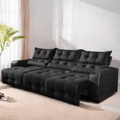 Sofa Retratil e Reclinavel Premier/Minas 2,50 m Veludo Preto 509 - DECORAR ESTOFADOS
