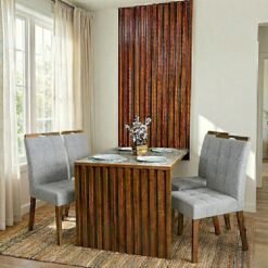 Mesa Cancun 120 Cinamomo/Off White com 4 Cadeiras Sophia Linho Cinza Prata 206 – CEL MÓVEIS + WM DECOR