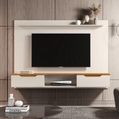 Painel ate 75" Studio 2.18 Off White/Cedro - EDN MOVEIS