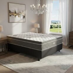 Colchão Casal Essential Pocket D26 + Base Box Simples Corino Preto – INOVAFLEX + BIOSTAR