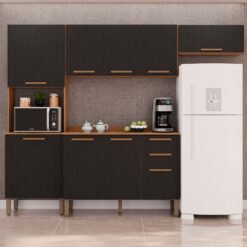 Cozinha Completa New Valência Cinamomo/Preto - SALLÊTO