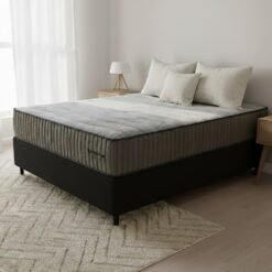 Colchão Casal Exclusive Foam HR 33 + Base Box Simples Corino Preto – ORTOBOM + BIOSTAR