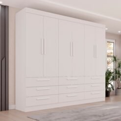 Guarda-Roupa 6 Portas Dinamarca 1,84 m Branco - SALLETO