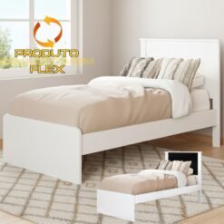 Cama Solteiro Barcelona Branco/Preto/Branco - TEBARROT DO BRASIL