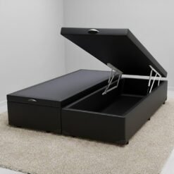 Base Box Queen Bau Corino Preto - ALTO NIVEL CAMAS E COLCHOES