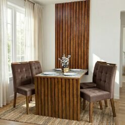 Mesa Cancun 120 Cinamomo/Off White com 4 Cadeiras Sophia Veludo Marrom – CEL MÓVEIS + WM DECOR