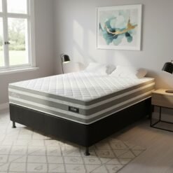 Colchão Casal Talismã D28 + Base Box Simples Corino Preto – DESIGN COLCHÕES + ALTO NÍVEL CAMAS E COLCHÕES