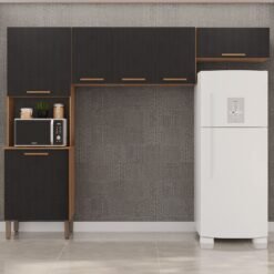 Cozinha 3 Peças (S/Balcão) New Valência Cinamomo/Preto - SALLÊTO