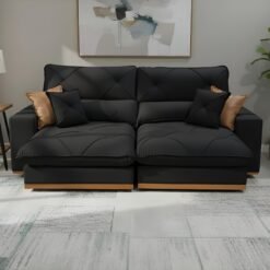 Sofá Retrátil e Reclinável Aquiles/Gran Bello 2,30 m Veludo Preto 111 - ZARAT ESTOFADOS