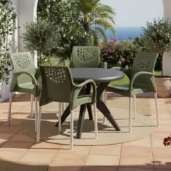 Mesa Deluxe 90 Preto com 4 Poltronas Deluxe Verde – FORTE PLÁSTICO