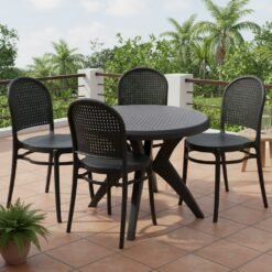 Mesa Deluxe 90 com 4 Cadeiras Telinha Retrô Preto – FORTE PLÁSTICO