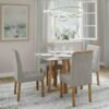Mesa Bali 90 Cinamomo/Off White com 4 Cadeiras Sophia Linho Cinza Grafite 202 – MINASPLAC + WM DECOR